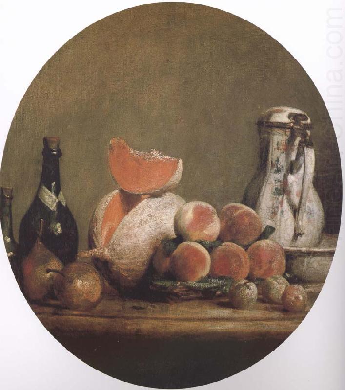 Jean Baptiste Simeon Chardin Cut melon and peach bottle still life etc china oil painting image